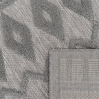 Indoor Outdoor Rug Livorno Geometric Trellis Pattern in Grey, detail shot - House Of Avana