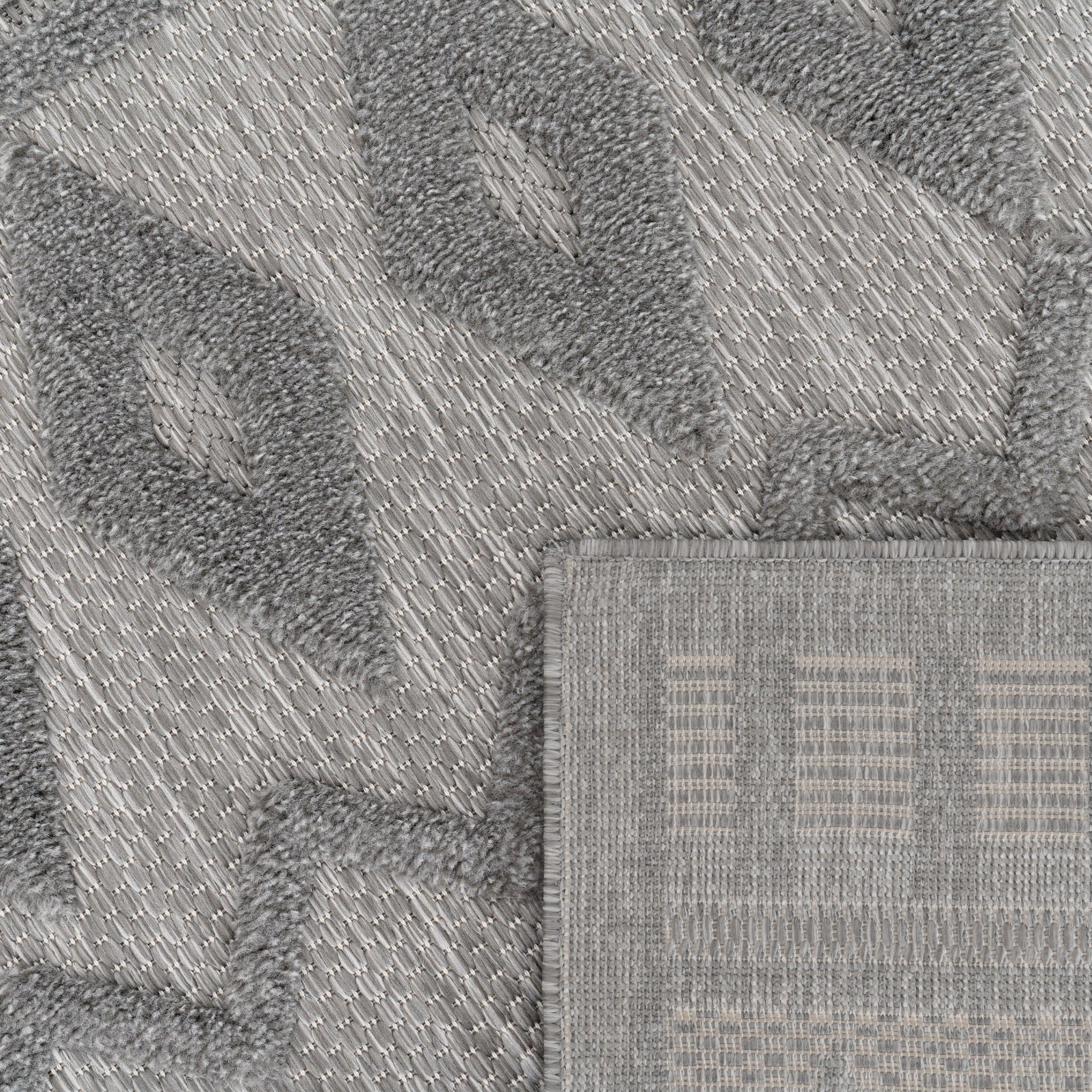 Indoor Outdoor Rug Livorno Geometric Trellis Pattern in Grey, detail shot - House Of Avana