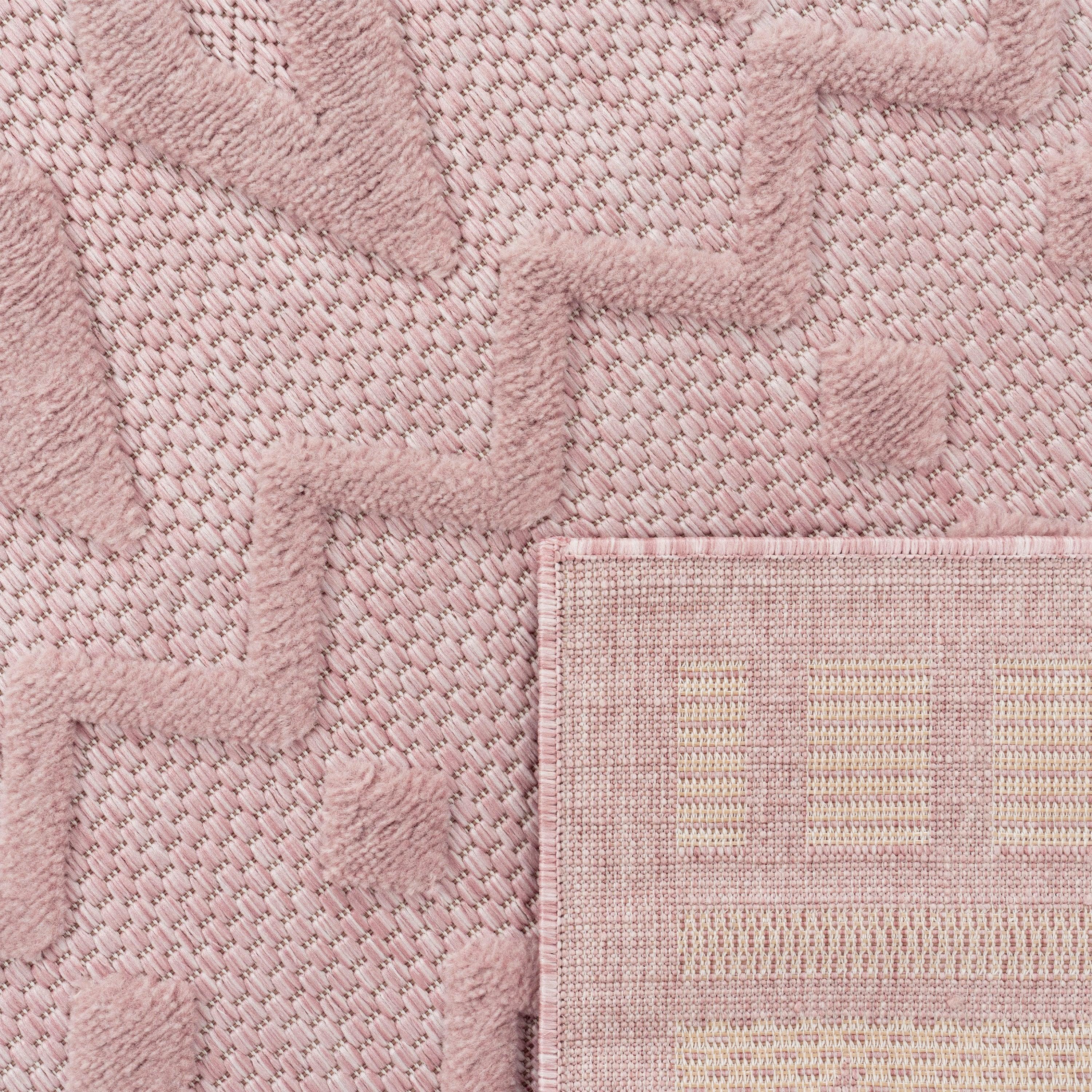 Indoor Outdoor Rug Livorno Geometric Trellis Pattern In Pink RugYourHome