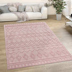 Indoor Outdoor Rug Livorno Geometric Trellis Pattern In Pink RugYourHome
