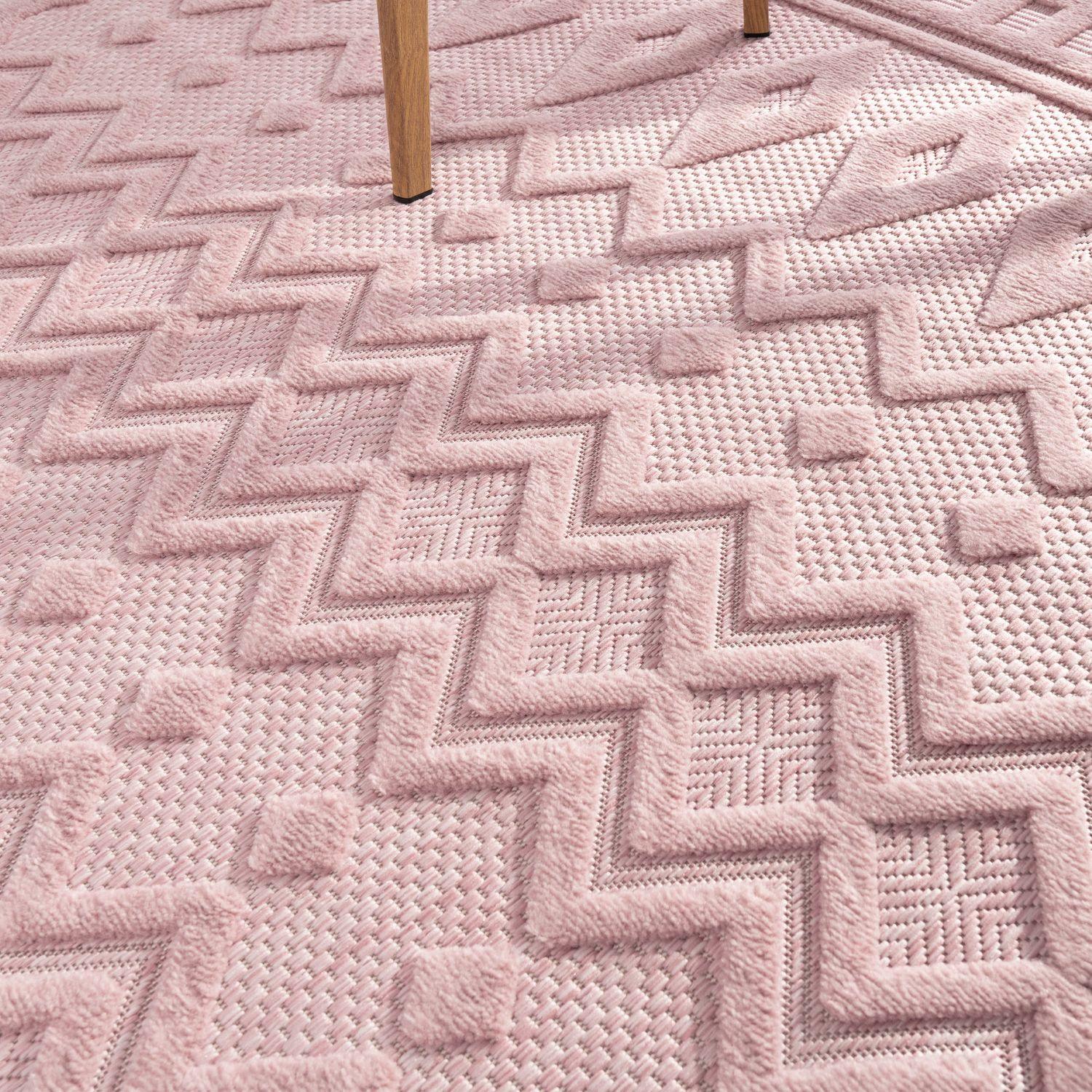 Indoor Outdoor Rug Livorno Geometric Trellis Pattern In Pink RugYourHome