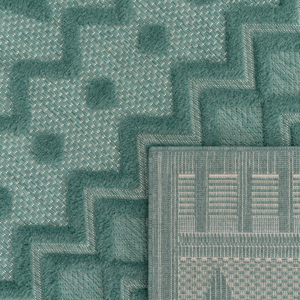 Indoor Outdoor Rug Livorno Geometric Trellis Pattern In Turquoise RugYourHome