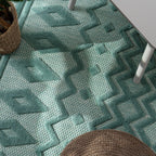 Indoor Outdoor Rug Livorno Geometric Trellis Pattern In Turquoise RugYourHome