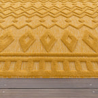 Indoor Outdoor Rug Livorno Geometric Trellis Pattern In Yellow RugYourHome