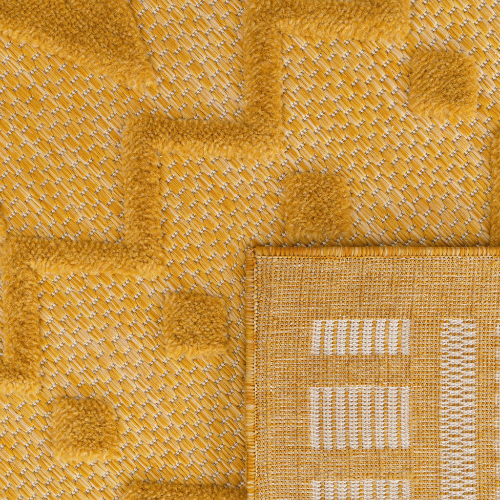 Indoor Outdoor Rug Livorno Geometric Trellis Pattern In Yellow RugYourHome
