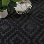 Indoor Outdoor Rug Livorno Trellis High-Low Pattern In Anthracite RugYourHome