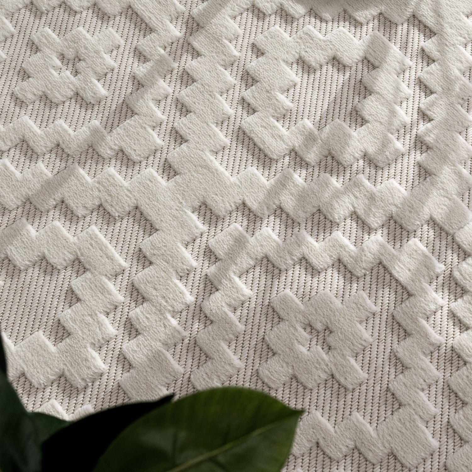 Indoor Outdoor Rug Livorno Trellis High-Low Pattern In Cream RugYourHome