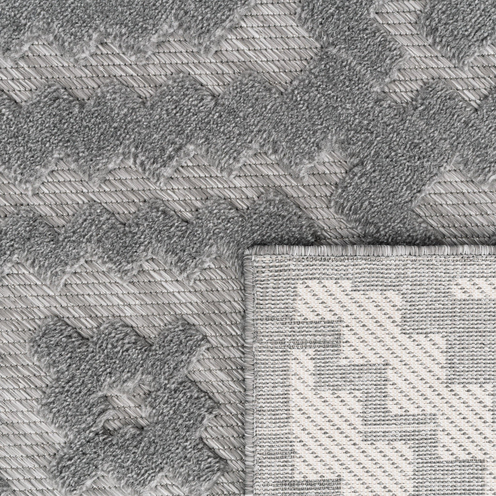 Indoor Outdoor Rug Livorno Trellis High-Low Pattern In Grey RugYourHome