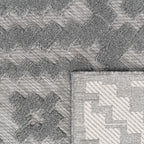 Indoor Outdoor Rug Livorno Trellis High-Low Pattern In Grey RugYourHome