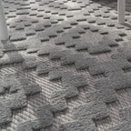 Indoor Outdoor Rug Livorno Trellis High-Low Pattern In Grey RugYourHome