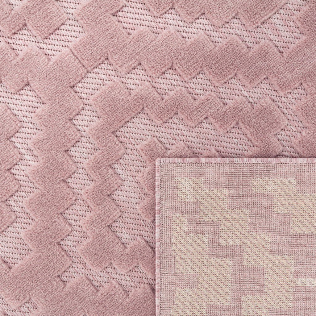 Indoor Outdoor Rug Livorno Trellis High-Low Pattern In Pink RugYourHome