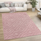 Indoor Outdoor Rug Livorno Trellis High-Low Pattern In Pink RugYourHome
