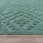 Indoor Outdoor Rug Livorno Trellis High-Low Pattern In Turquoise RugYourHome