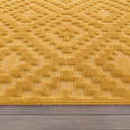 Indoor Outdoor Rug Livorno Trellis High-Low Pattern In Yellow RugYourHome