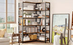 Industrial 6-Tier Corner Bookshelf with Baffles, Metal Frame Storage Rack for Living Room, Home Office, Bookshelf for Small Spaces, Spinning Bookshelf, Book Organizers And Storage, Bookshelf Organizer, Book Storage, Spacesavi House Of Avana