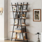 74 Inch Industrial Tall Bookshelf, 6 Tier Bookshelf, Free Standing Open Book Shelves Storage Display Shelf, Book Shelf For Living Room, Home Office, Rustic Brown House Of Avana