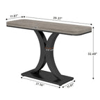 Industrial Console Table Sofa Table, 40 Inch Narrow Entryway Foyer Table With Geometric Base, Rustic Hallway Accent Table For Living Room, Entrance, Small Space, Gray And Black, Christmas Renewals - House Of Avana