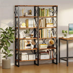 76" Tall Industrial Style 6-Tier Double Bookcase, Spacious Open Storage Unit for Home Workspace, Wood & Metal Frame Easy Setup, Book Organizers And Storage, Small Bookcase, Book Storage, Bookshelf for Small Spaces, Book Organ House Of Avana