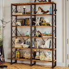 76" Tall Industrial Style 6-Tier Double Bookcase, Spacious Open Storage Unit for Home Workspace, Wood & Metal Frame Easy Setup, Book Organizers And Storage, Small Bookcase, Book Storage, Bookshelf for Small Spaces, Book Organ House Of Avana