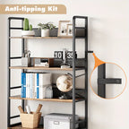 Industrial Farmhouse Bookshelf with Doors - Heavy-Duty Metal 4-Tier Bookcase, Extra Tall 70.87" Storage Cabinet, Easy Assembly Freestanding Shelf for Living Room, Home Office, Bedroom - Brown Industrial Decor Furniture, Books House Of Avana