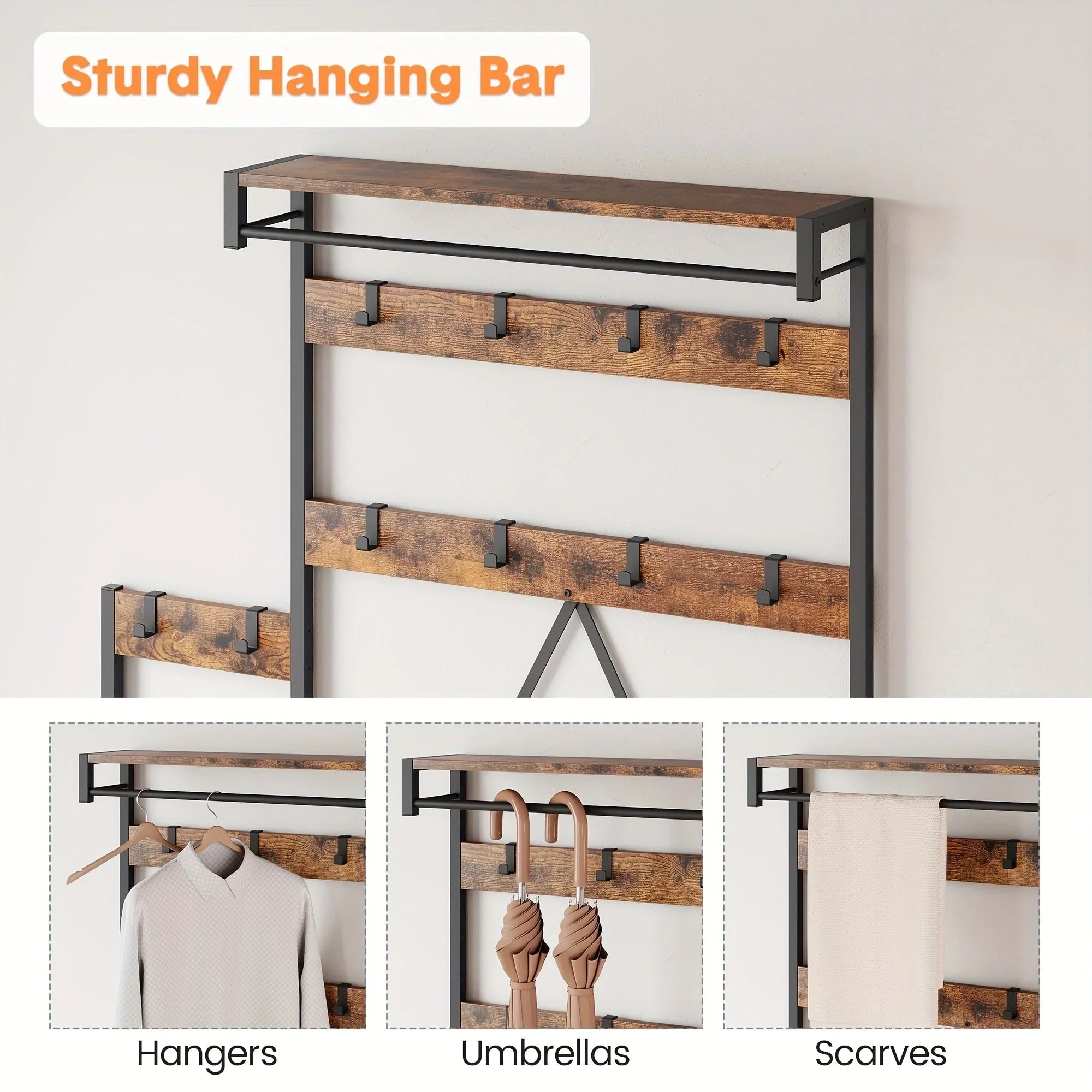 Industrial Hall Tree with Bench & Shoe Storage House Of Avana