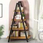 LAMERGE 4-storey A-shaped Bookshelf, Metal Frame Bookshelf, Standing Bedroom Ladder, Open Display Shelf, Indoor Plant Shelf, M Living Room, Office, Small Space Home Furniture Bookshelf House Of Avana
