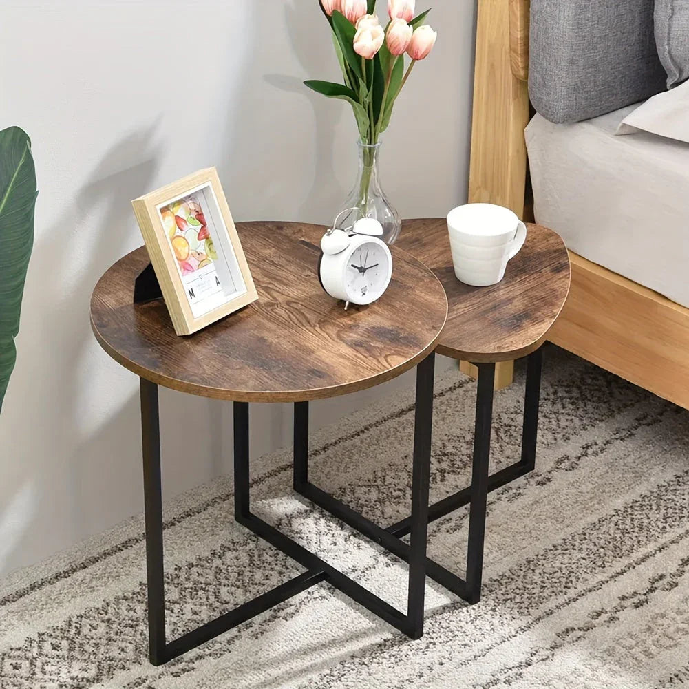 Coffee Table Set Industrial Style Wooden Tabletop End Desk Tea Table Living Room Sofa Side Table Bedside Table Lamp Workbench Table Plant Stand Display Rack House Of Avana