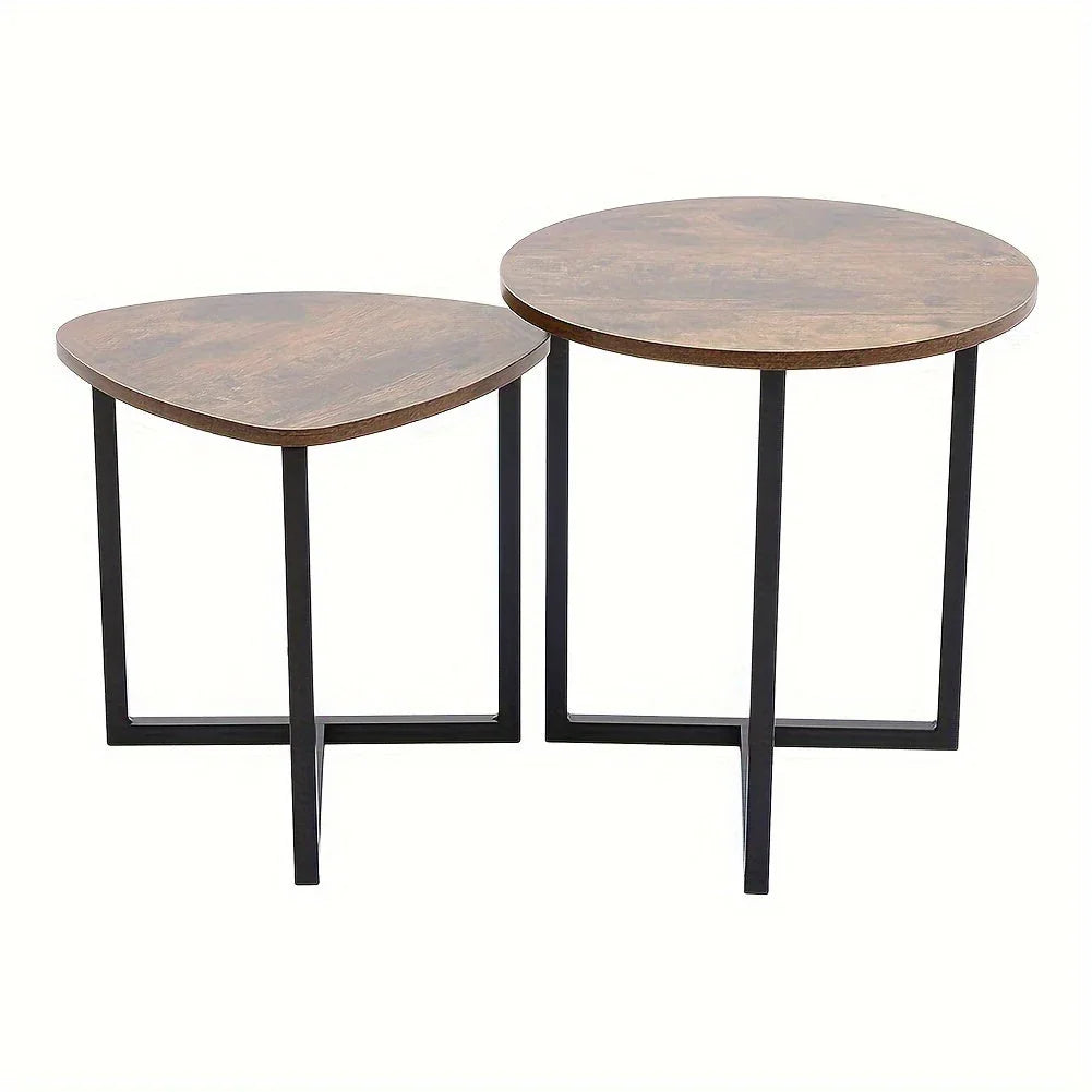 Coffee Table Set Industrial Style Wooden Tabletop End Desk Tea Table Living Room Sofa Side Table Bedside Table Lamp Workbench Table Plant Stand Display Rack House Of Avana