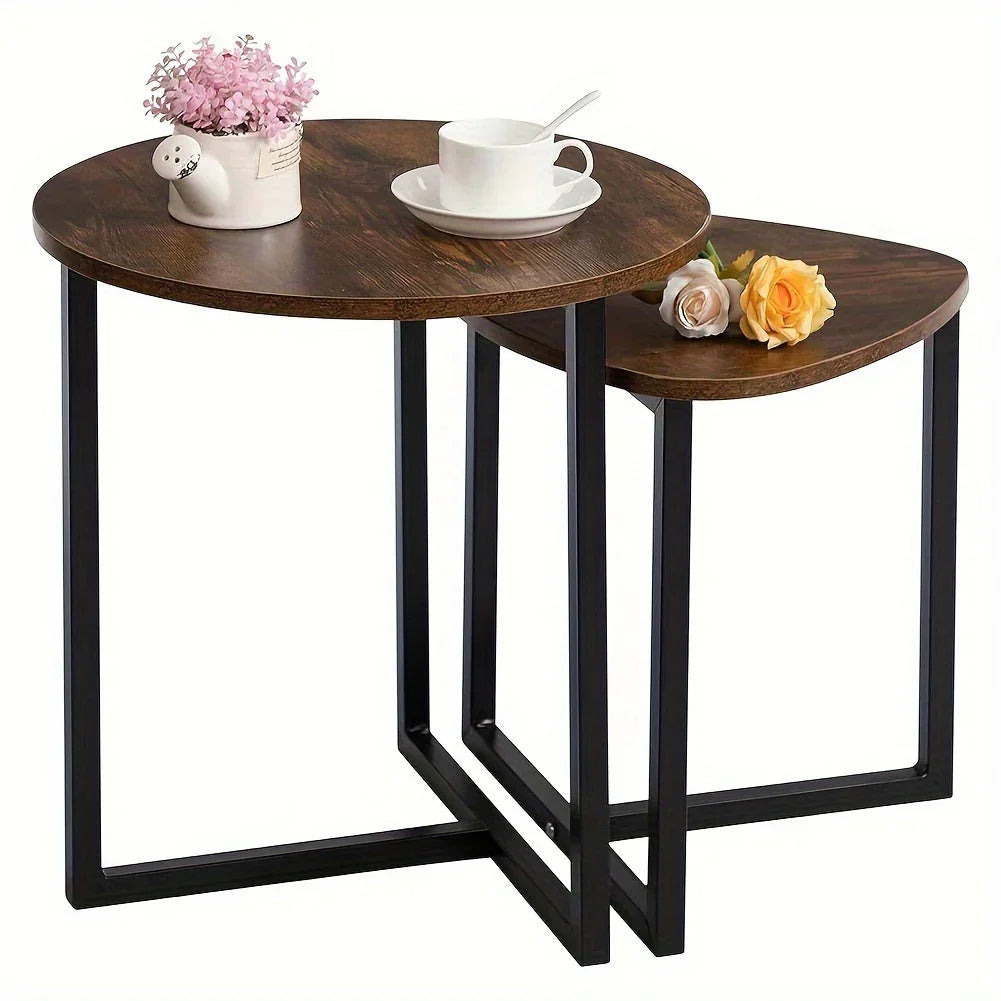 Coffee Table Set Industrial Style Wooden Tabletop End Desk Tea Table Living Room Sofa Side Table Bedside Table Lamp Workbench Table Plant Stand Display Rack House Of Avana