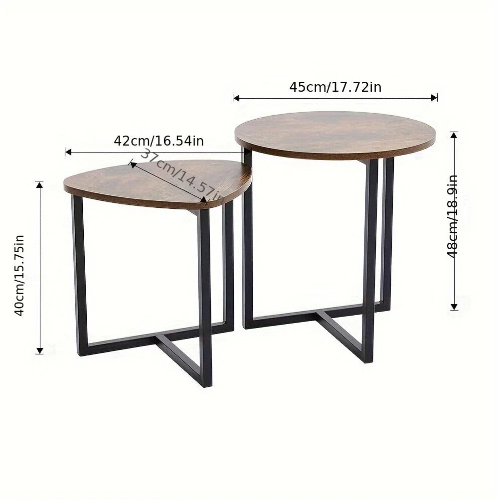 Coffee Table Set Industrial Style Wooden Tabletop End Desk Tea Table Living Room Sofa Side Table Bedside Table Lamp Workbench Table Plant Stand Display Rack House Of Avana