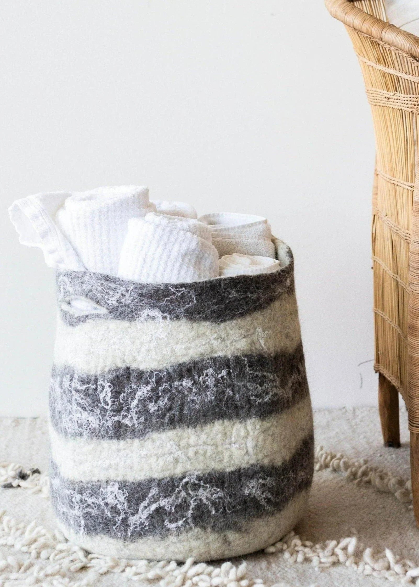 Ingobozi Woven Wool African Storage Basket Kanju Interiors