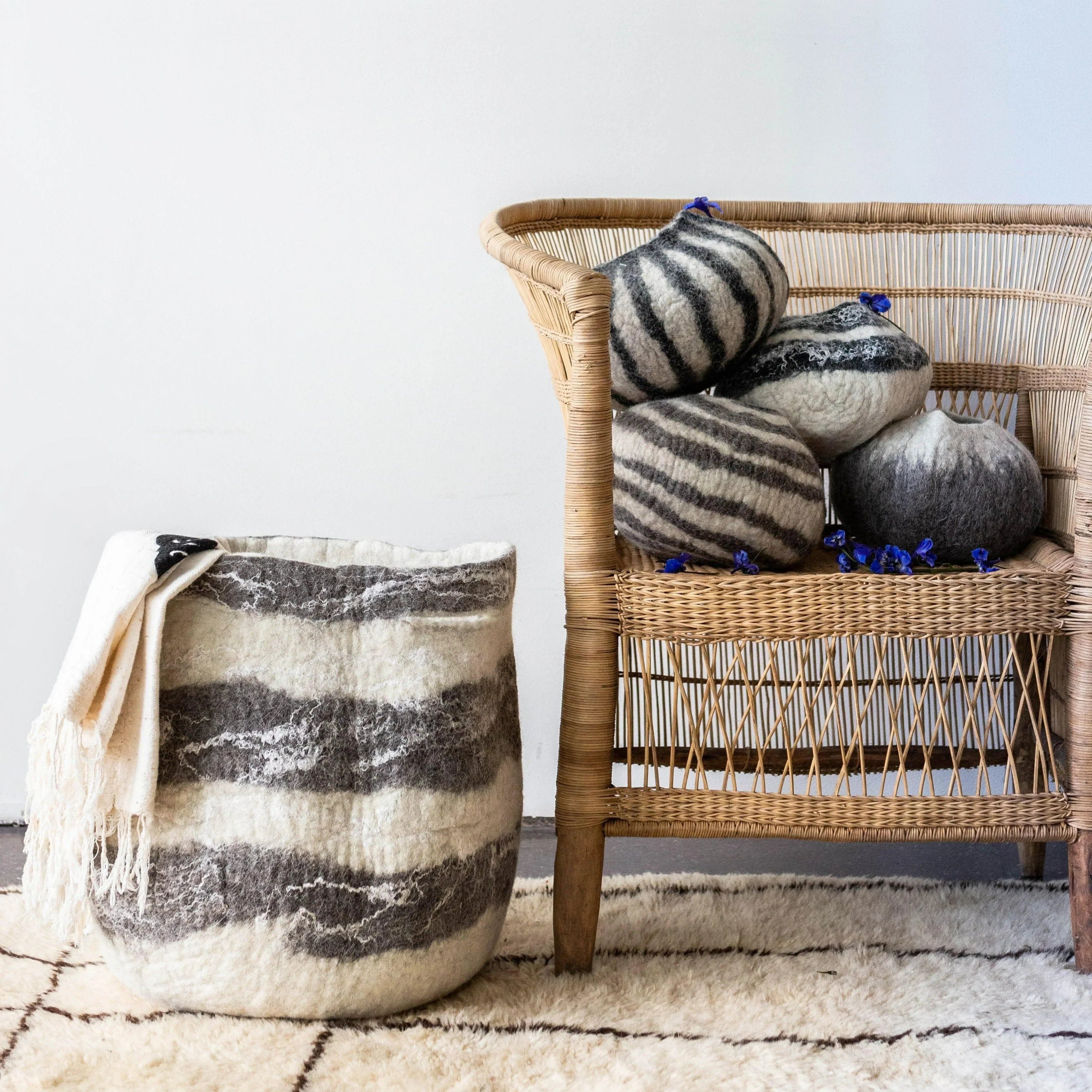 Ingobozi Woven Wool African Storage Basket Kanju Interiors
