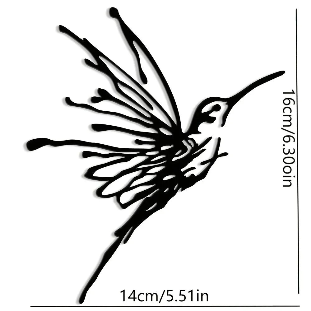 Ink Hummingbird Wall Art Decor with Colorful Design, top view - House Of Avana