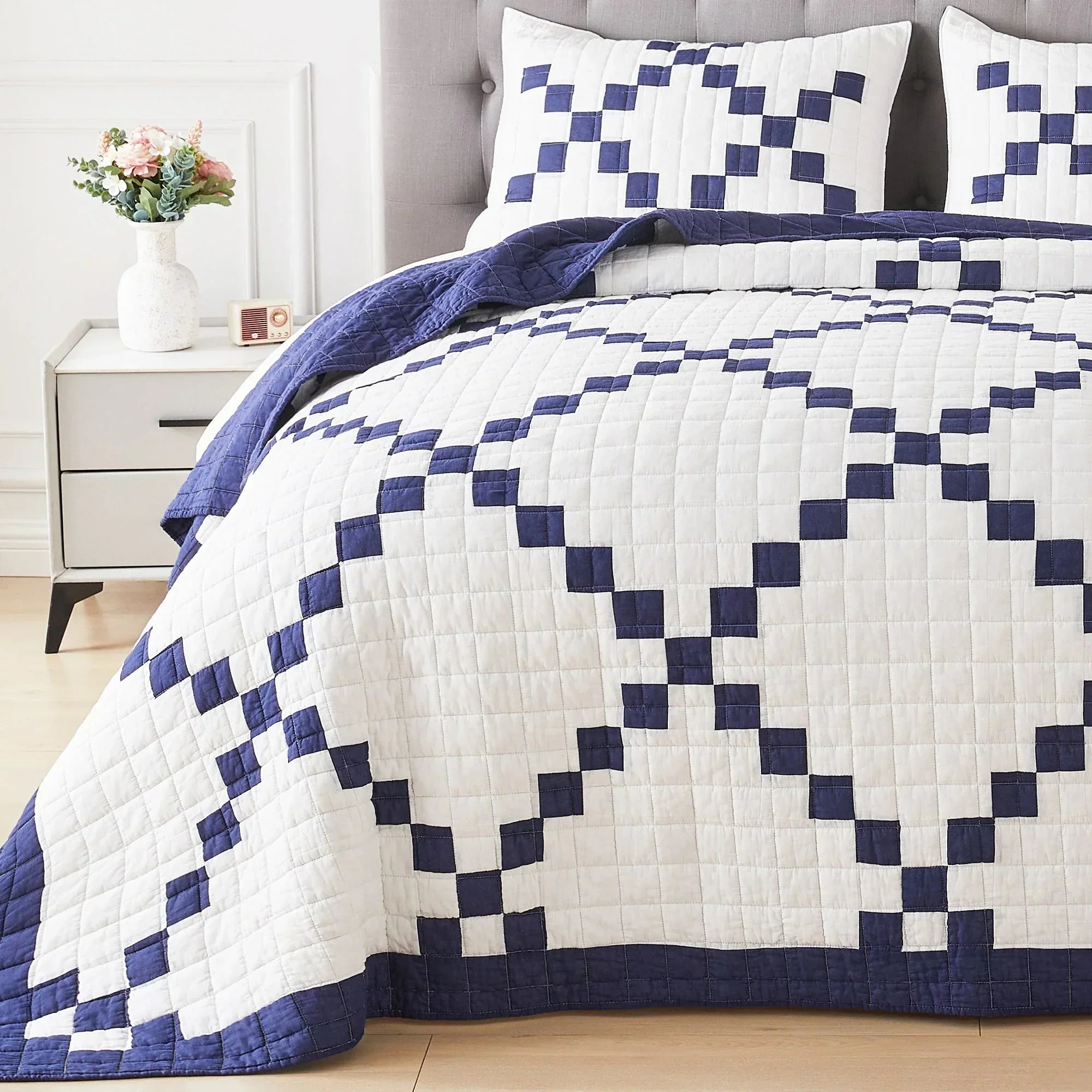 Irish Chain Patchwork Cotton Quilt Set Mélange Home