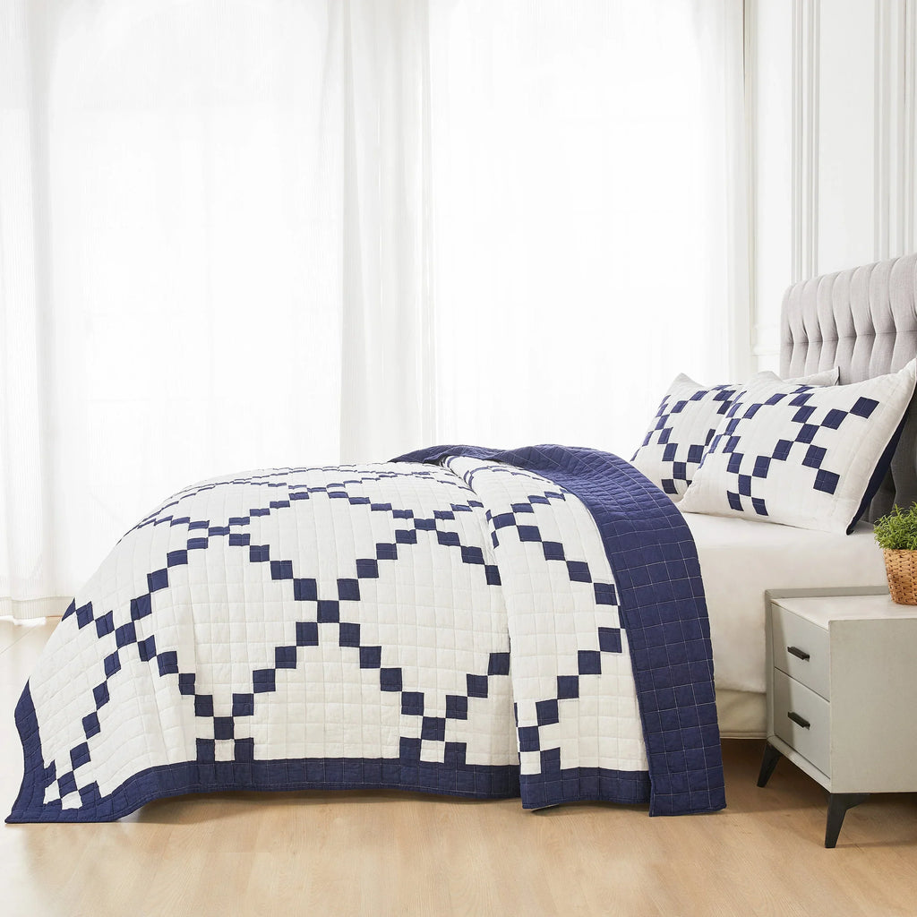 Irish Chain Patchwork Cotton Quilt Set Mélange Home