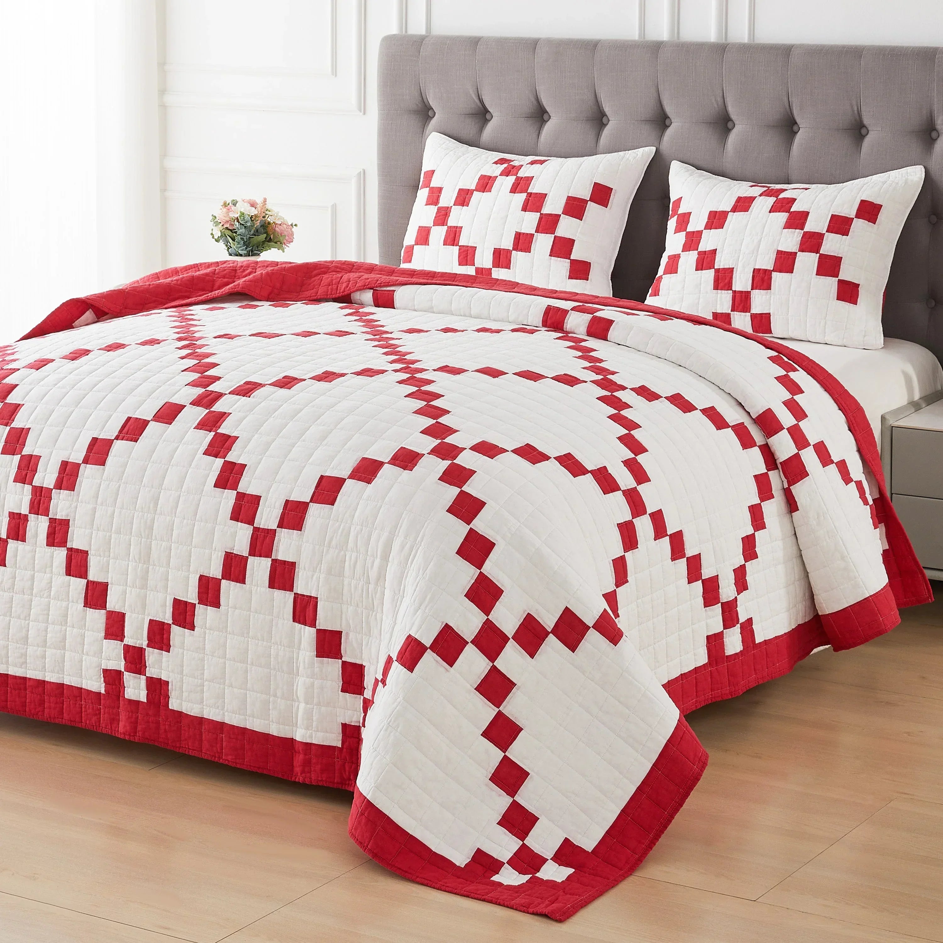 Irish Chain Patchwork Cotton Quilt Set Mélange Home