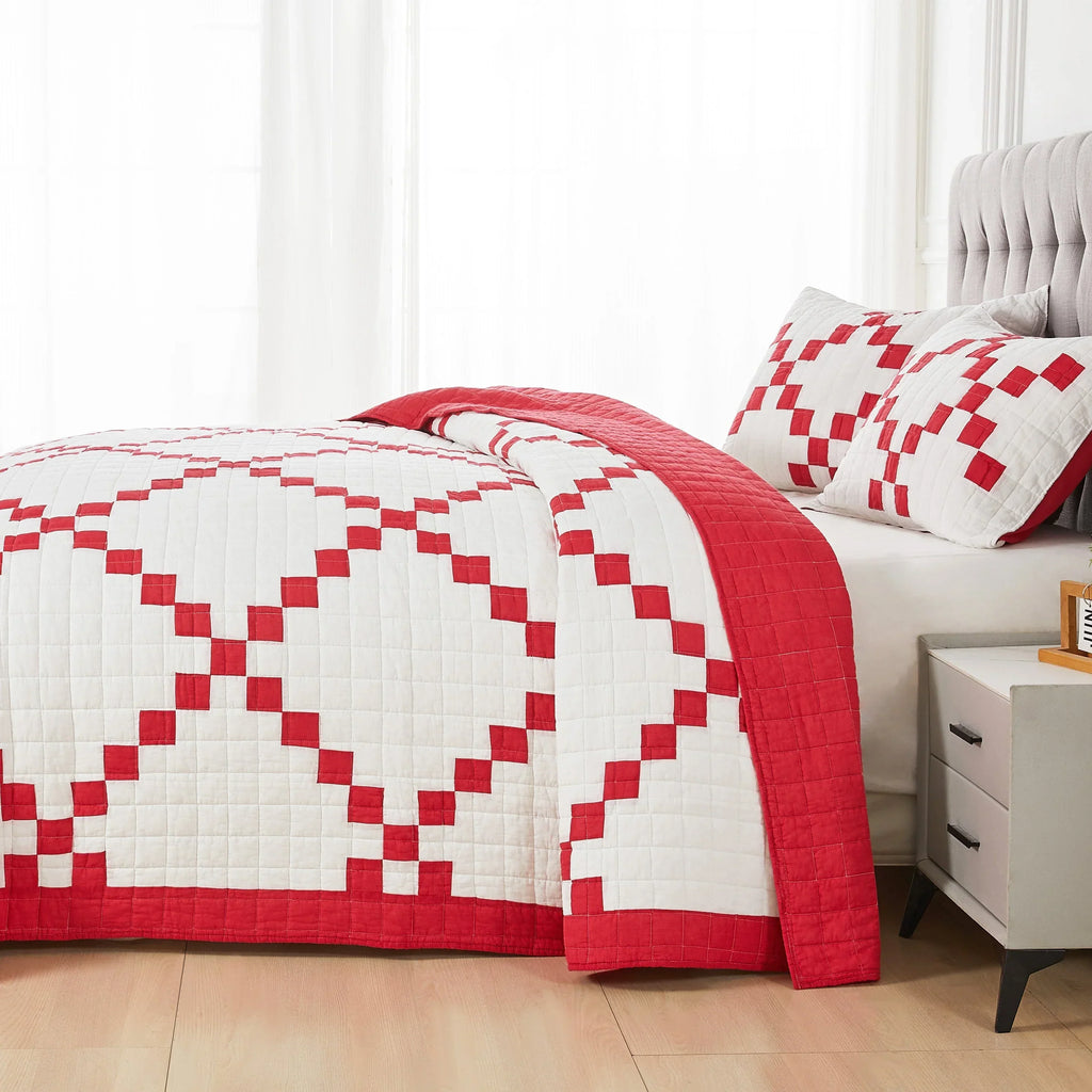 Irish Chain Patchwork Cotton Quilt Set Mélange Home