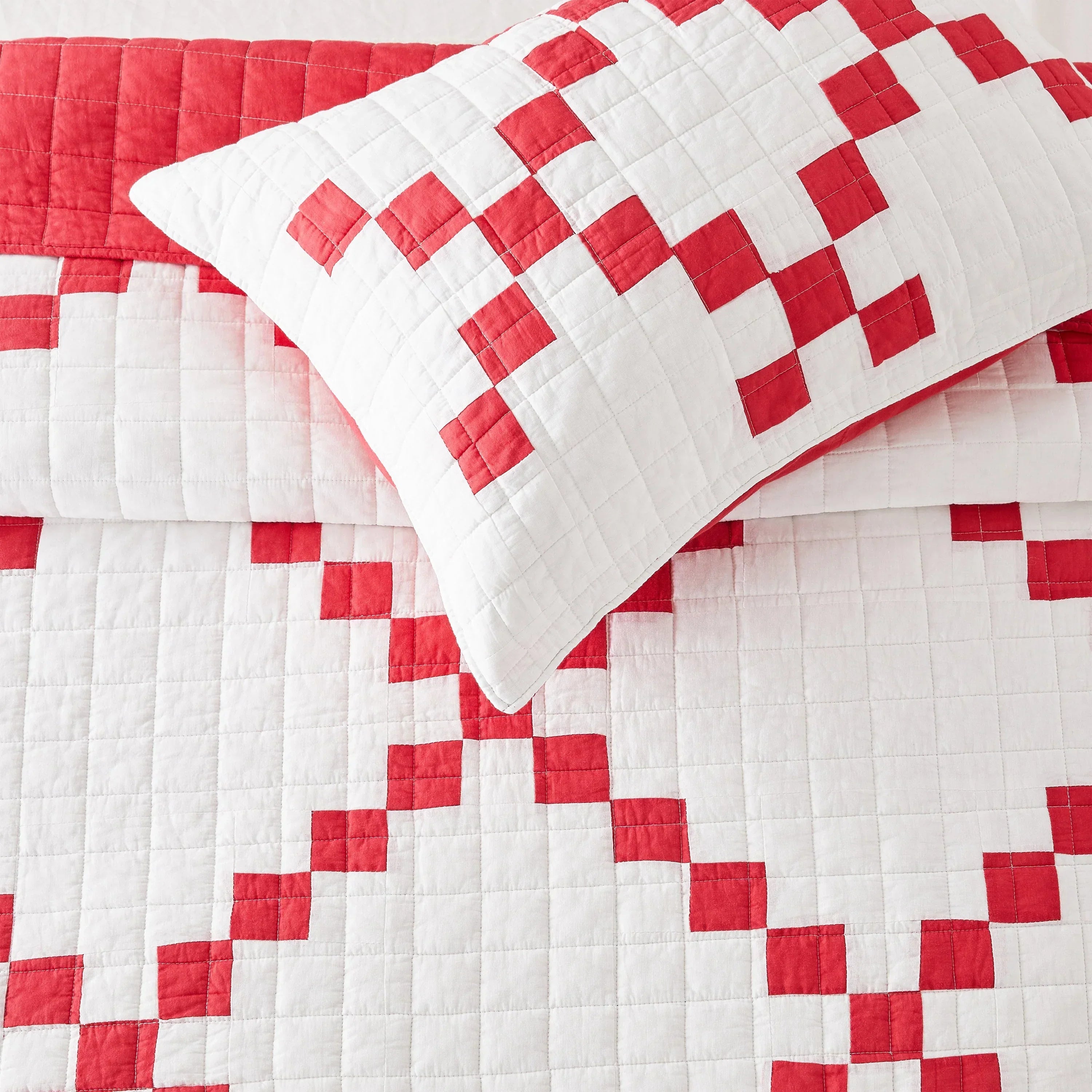 Irish Chain Patchwork Cotton Quilt Set Mélange Home