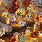 Christmas LED String Lights Decor, Cartoon Santa Claus, Christmas Tree, Bells, Reindeer, Snowman Designs, Iron Material, Indoor Holiday Lighting with Battery Power (Batteries Not Included), for Home, Party, Bedroom, and Festi House Of Avana [[SKU:HOA-GDN-404]]