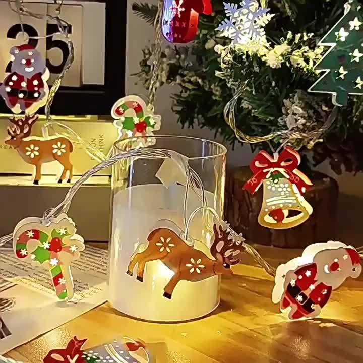 Christmas LED String Lights Decor, Cartoon Santa Claus, Christmas Tree, Bells, Reindeer, Snowman Designs, Iron Material, Indoor Holiday Lighting with Battery Power (Batteries Not Included), for Home, Party, Bedroom, and Festi House Of Avana [[SKU:HOA-GDN-404]]