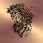 Metal Iron Horse wall decor, elegant line art design in black finish - House of Avana