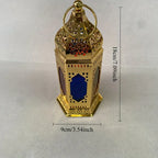 Iron lantern in hexagonal shape, metallic finish, hanging handle - House of Avana