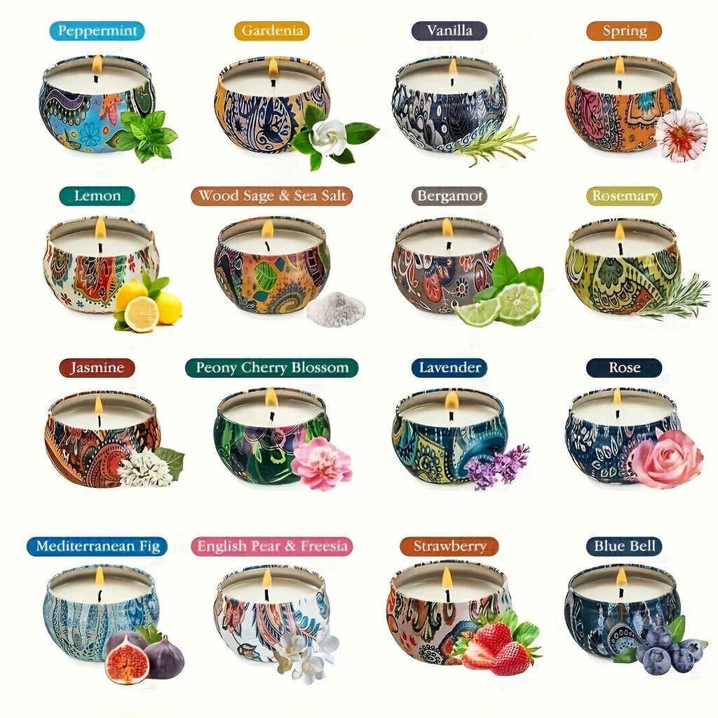 S Premium Soy Wax Aromatherapy Candles, 2.5oz Ham Style Iron Cans, Ideal for Meditation, Yoga,... - House Of Avana