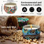 S Premium Soy Wax Aromatherapy Candles, 2.5oz Ham Style Iron Cans, Ideal for Meditation, Yoga,... - House Of Avana