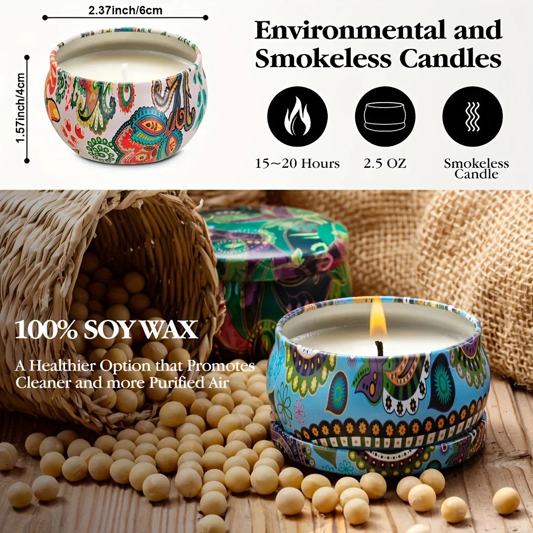 S Premium Soy Wax Aromatherapy Candles, 2.5oz Ham Style Iron Cans, Ideal for Meditation, Yoga,... - House Of Avana