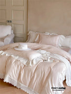 Isabelle Silky Cottage Ruffled Bedding Set / Pink Ever Lasting