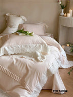 Isabelle Silky Cottage Ruffled Bedding Set / Pink Ever Lasting