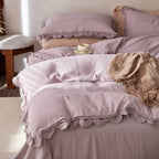 Isadora Lace Ruffle Double Gauze Bedding Set / Green Ever Lasting