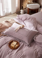 Isadora Lace Ruffle Double Gauze Bedding Set / Green Ever Lasting