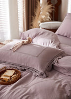 Isadora Lace Ruffle Double Gauze Bedding Set / Green Ever Lasting